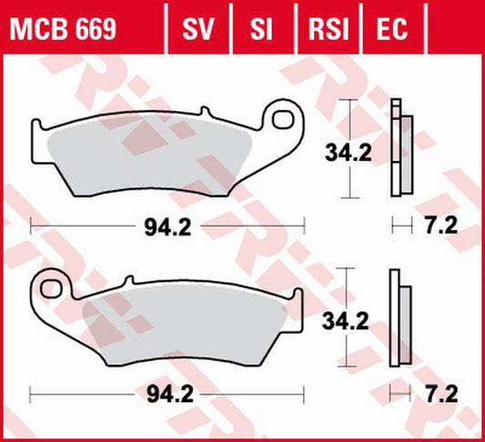 Brake pads KH185/KH389 organic Suzuki DR-Z 400 00-08, Kawasaki KLX 650 93-01, Honda XLV Transalp 97-13, XRV Africa Twin 750 93-03, XR 400 96-03, XL 125 03-08 front
