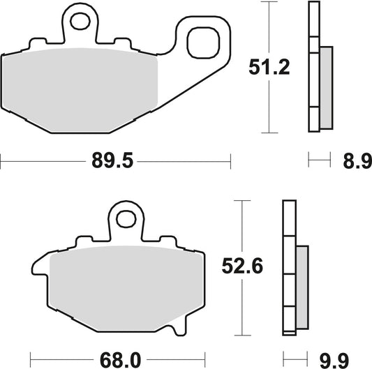 Brake pads KH192 sinter street Kawasaki ZX-10R 04-09, Z 1000, SX 10-, ZX-9R 94-04, Z 750 04-06, ER-6 06-16, Versys 650 07-14, ZX-6R 600 94-16, ZX-6R 636 02-06, GPZ 1100 95-98 rear