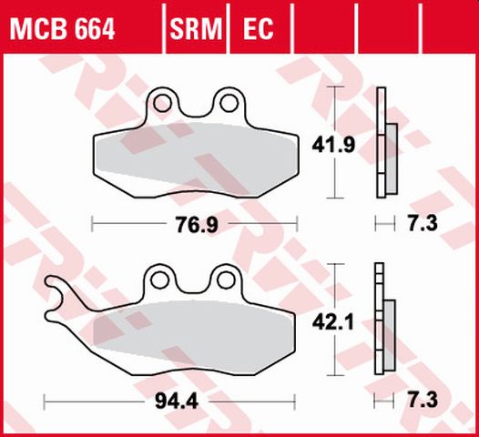 Brake pads KH194 organic Aprilia RX 125 92-99, Pegaso 125 92-95, RX 50 95-06, RS 50 99-10 front