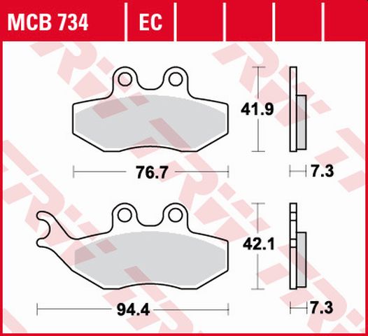 Brake pads KH194 organic Yamaha TZR 50 03-20, XT 125 05-11, Aprilia SX 50 14-, DT 50 04-08 front