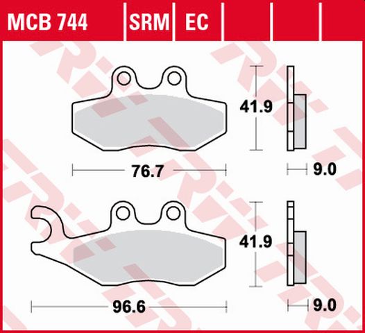 Brake pads KH353 organic Vespa GTS 125 03-16, Aprilia SportCity 50/125 05-13, Piaggio Fly 50 05-12, Peugeot Citystar 50 14- front