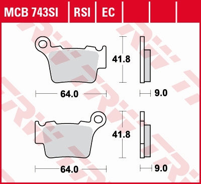 Brake pads KH368 organic KTM EXC 300 04-, EXC 350 10-, EXC 450 03-, EXC 500 09-, EXC/SX 250 03-17, EXC/SX 125 04-16, EXC 530 08-11, XC 525 03-07, BMW G 450 X/SMR 08-11 rear