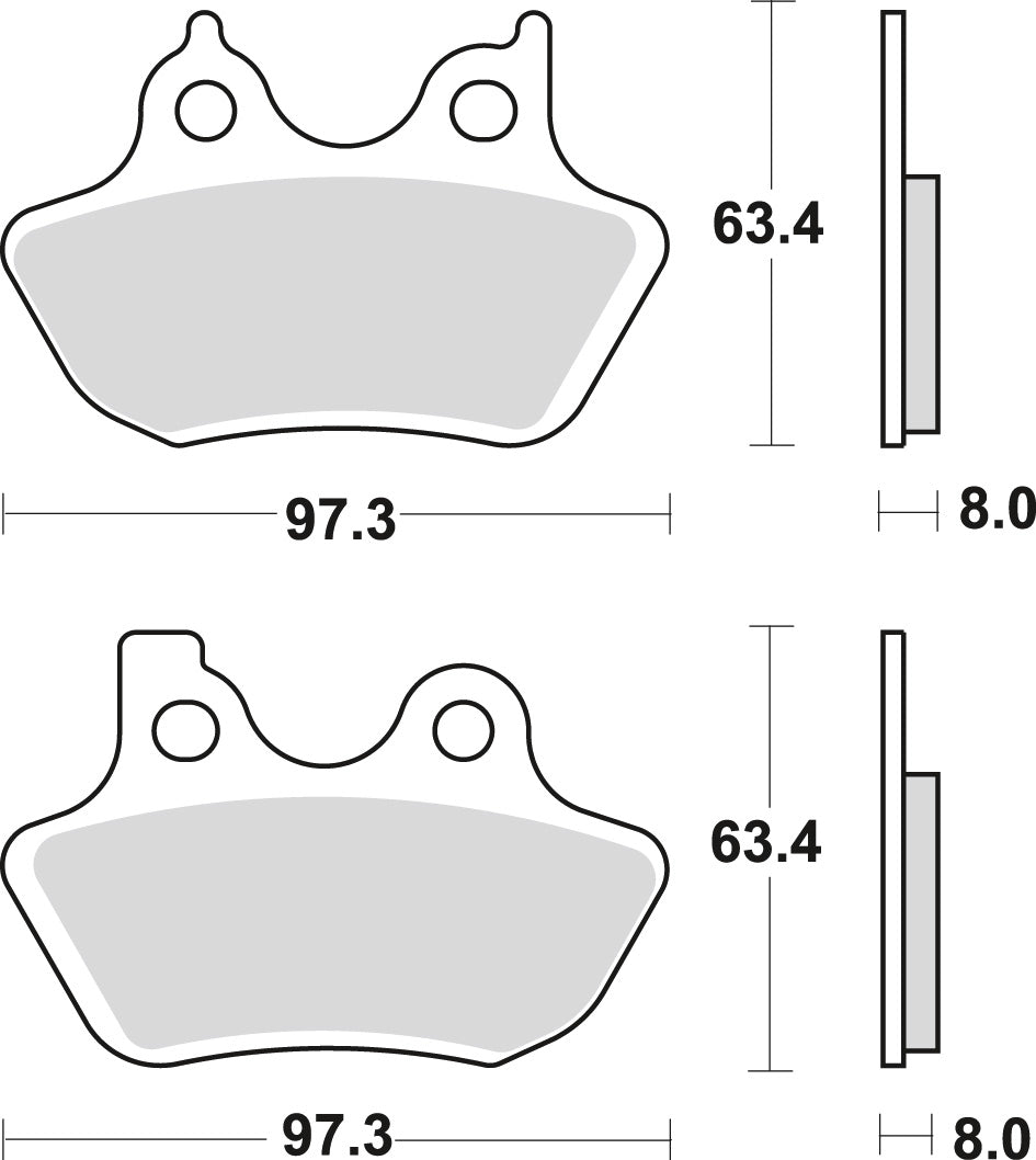 Brake pads KH400 sinter street Harley-Davidson FLHR/FLHT/FLSTC/FLTRI/FXDWG/FXSTI 1450 99-06, FLHR/FLSTC/FXDC/FXSTB 1584 07-12, FXDFSE/FXDSE 1800 07-10, XL/XLH 883 99-03, XL 1200 00-03 front