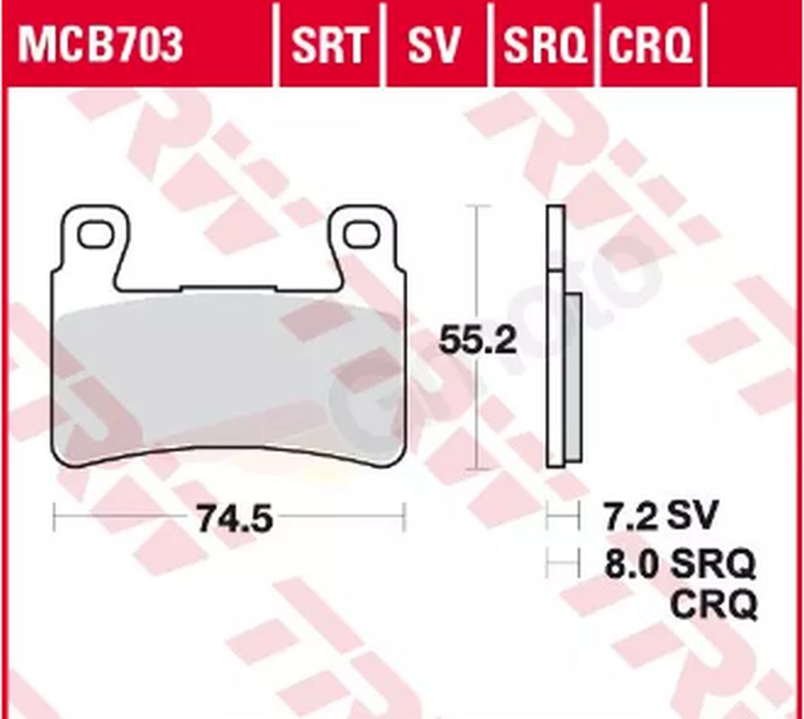 Brake pads KH265/KH296 sinter racing high-performance (replaces MCB703SRQ)