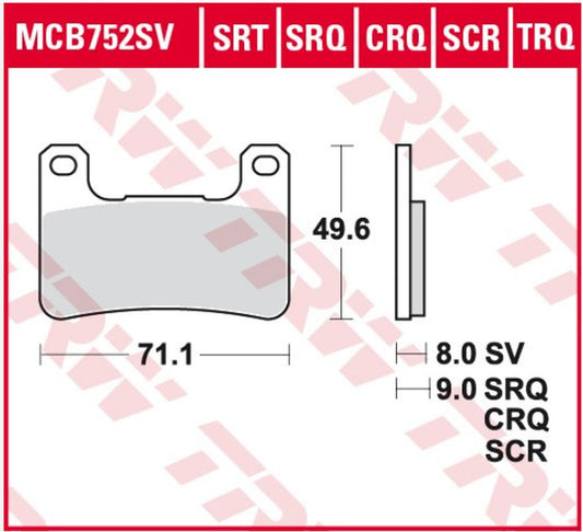 Brake pads KH379 sinter racing high-performance (replaces MCB752SRQ)