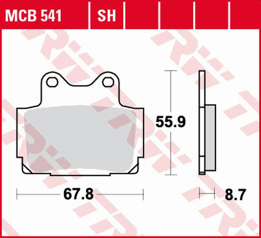 Brake pads KH104 sinter street Yamaha FZS 600 Fazer 98-03, FZR 250 87-88, TZR 85-92, FZ 600 86-87, XJ 600N/S Diversion 92-03 rear