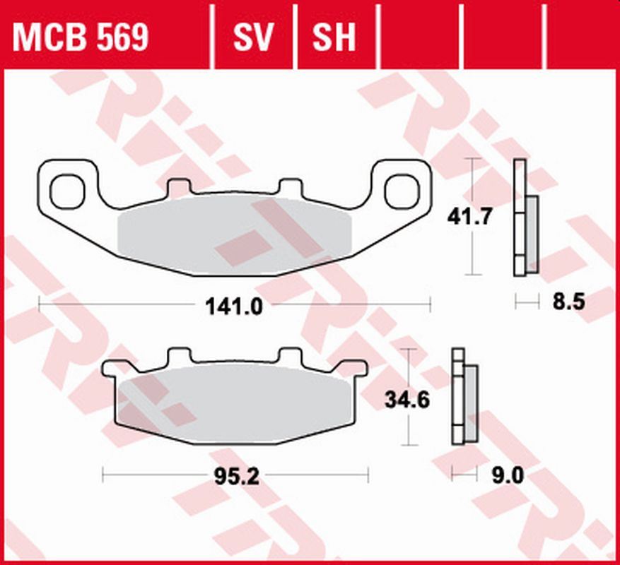 Brake pads KH129 sinter street Kawasaki ZZR 1100 90-92, ZX-11 93-01, GPZ 900R 90-94, GPX 600R 88-99, ZR 750 91-99, ZR 1100 92-95, ZZR 500, 600 90-92 rear