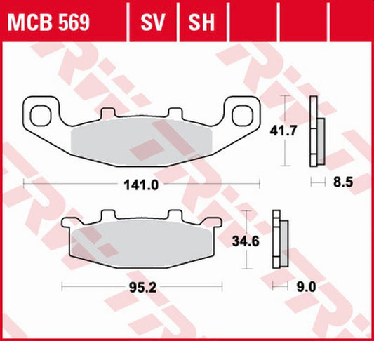 Brake pads KH129 sinter street Kawasaki ZZR 1100 90-92, ZX-11 93-01, GPZ 900R 90-94, GPX 600R 88-99, ZR 750 91-99, ZR 1100 92-95, ZZR 500, 600 90-92 rear