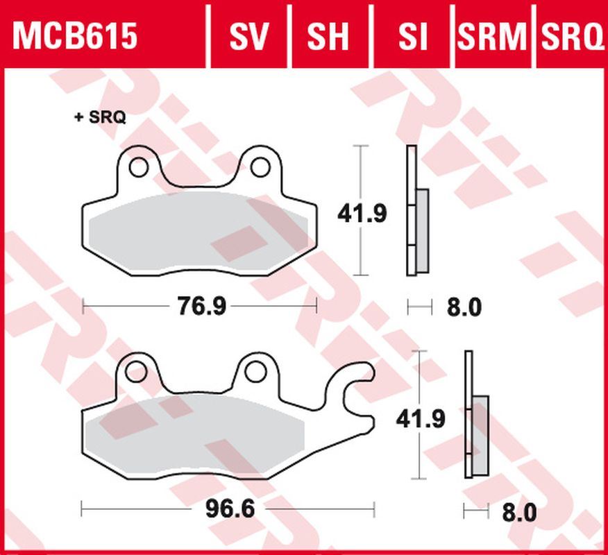 Brake pads KH165 sinter track Kawasaki Z 300 15-17, Ninja 400 18-, EX 300 13-17, EX 250 07-14, Versys 300 17-, Cagiva Navigator 1000 00-05, Canyon 900 97-00, Elephant 900 90-93, Suzuki DR 800 Big 91-96 rear