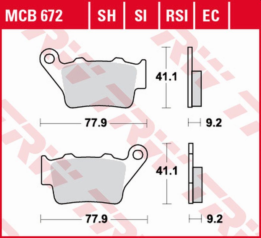 Brake pads KH213 eco organic Yamaha WR 125R, X 09-17, TT 600E 96-99, TT-R 600 97-04, Honda NX 500, 650 Dominator 95-01, SLR 650 97-98, KTM SX, EXC, EGS, LC4, Duke 125, 250, 300, 350, 360, 390, 400, 450, 500, 520, 525, 620, 625, 690 rear