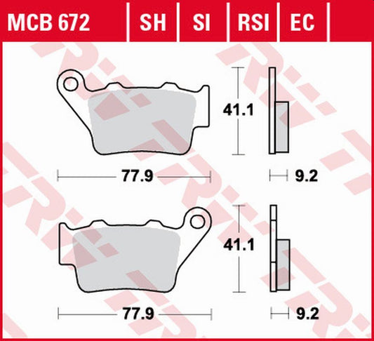 Brake pads KH213 eco organic Yamaha WR 125R, X 09-17, TT 600E 96-99, TT-R 600 97-04, Honda NX 500, 650 Dominator 95-01, SLR 650 97-98, KTM SX, EXC, EGS, LC4, Duke 125, 250, 300, 350, 360, 390, 400, 450, 500, 520, 525, 620, 625, 690 rear
