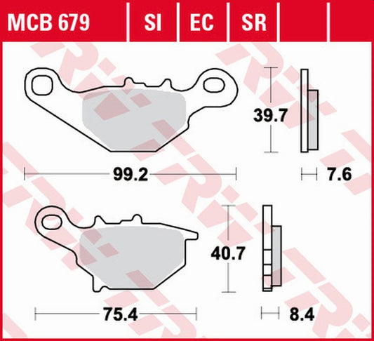 Brake pads KH230 sinter off-road Suzuki UC 125 Epicuro 99-02, TR 50 97-00, UG 110 98-02, AN 125 95-00, DR-Z 125 04-12, Kawasaki KLX 125 03-06, KMX 125 99-03 front