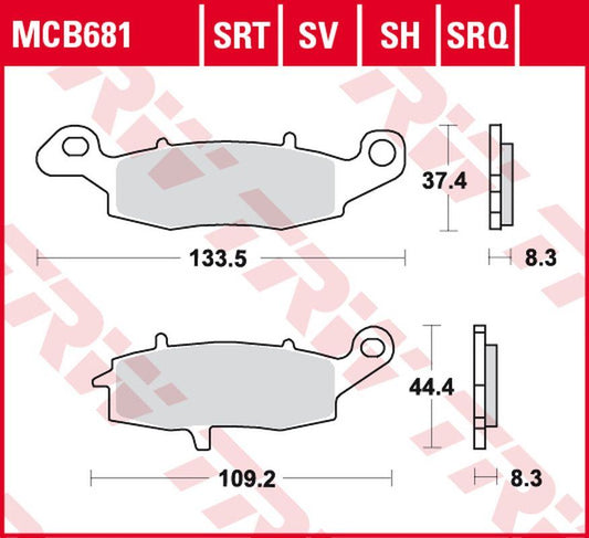 Brake pads KH231 sinter street Suzuki GSF 600, 650 Bandit 00-06, DL 650 V-Strom 04-, SV 650 03-, GSR 750 11-16, Kawasaki ZR-7 99-04, VN 800 Drifter 99-03, VN 1500 Drifter, Classic 99-04 front right
