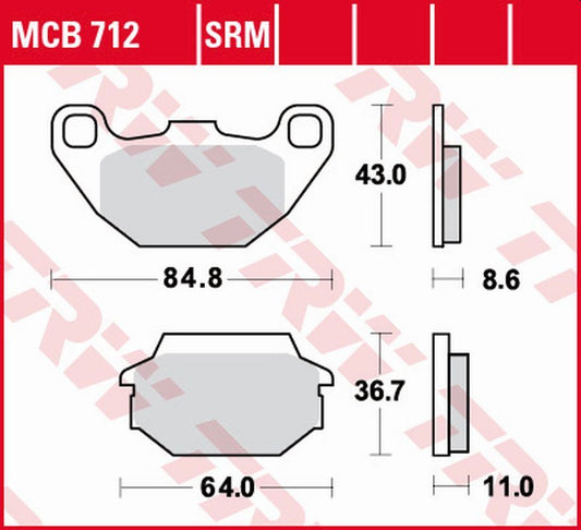 Brake pads KH305 organic Kymco People 50 2T 00-17, 4T 07-17, People 125 01-16, People 200 05-15, Agility 50 06-, Kawasaki KFX 50, 90 07-, SYM Joyride 125, 150 01-07 rear
