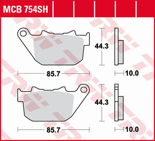 Brake pads KH387 sinter street Harley-Davidson 883 XL-C/L/N/R Roadster/Sportster 03-15, 1200 XL-C/L/R/X Sportster/Nightster 04-13, XR, XR-X 1200 08-12 rear
