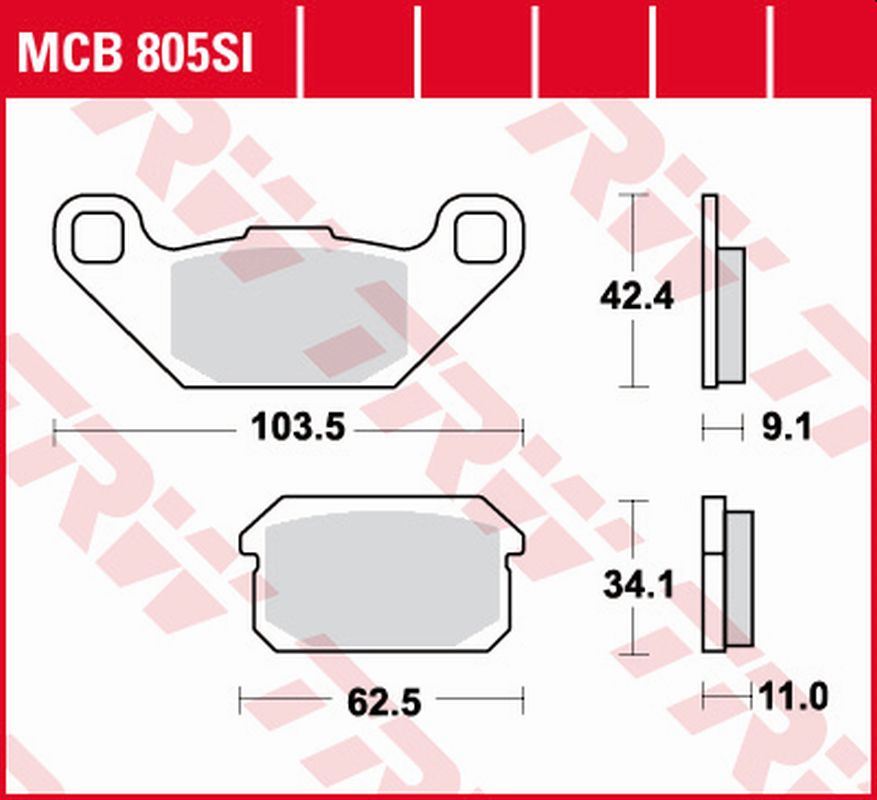 Brake pads KH431 sinter off-road Quadzilla BR/XRV 05-08, RL 300 Buggie 07-08, Hurricane 280, 300, 320 07-, Hurricane 500 08-, Adly ATV 150 06-10, ATV 300 04-10, CPI XS 250 Power Quad 07-10 rear