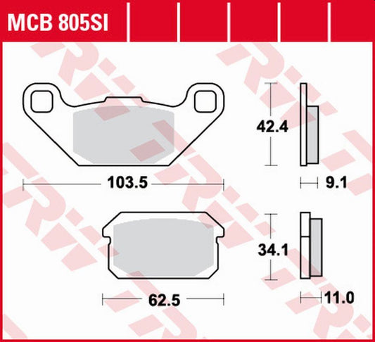 Brake pads KH431 sinter off-road Quadzilla BR/XRV 05-08, RL 300 Buggie 07-08, Hurricane 280, 300, 320 07-, Hurricane 500 08-, Adly ATV 150 06-10, ATV 300 04-10, CPI XS 250 Power Quad 07-10 rear