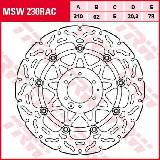 Front brake disc Honda CRF 1000 L 15-19 (310x62x5 mm) Wave