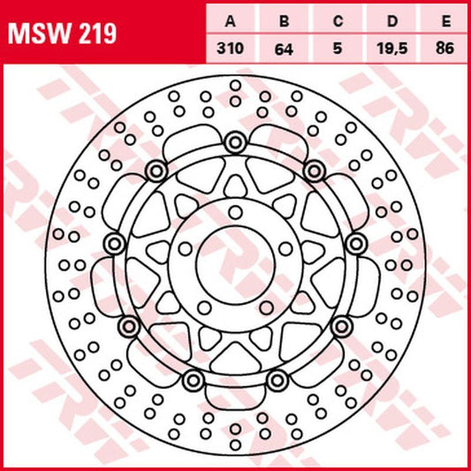 Front brake disc Suzuki GSF 250 Bandit 92-00, GSF 400 Bandit 91-95, GS 500 89-08, RF 900 R 94-97, GSF 1200 Bandit 96-05, GSX 1200 99-01 (310x64x5 mm)