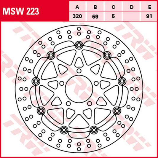 Front brake disc Suzuki GSX-R 600 97-03, GSX-R 750 96-03, GSX-R 1000 01-02, TL 1000 R 98-99, TL 1000 S 97-01, GSX 1300 R Hayabusa 99-07, GSX 1400 01-07 (320x69x5 mm)