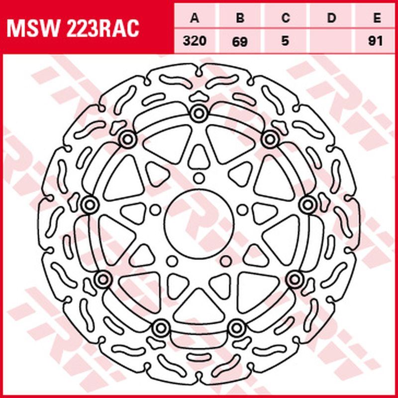Front brake disc Suzuki GSX-R 600 97-03, GSX-R 750 96-03, GSX-R 1000 01-02, TL 1000 R 98-99, TL 1000 S 97-01, GSX 1300 R Hayabusa 99-07, GSX 1400 01-07 (320x69x5 mm) Wave