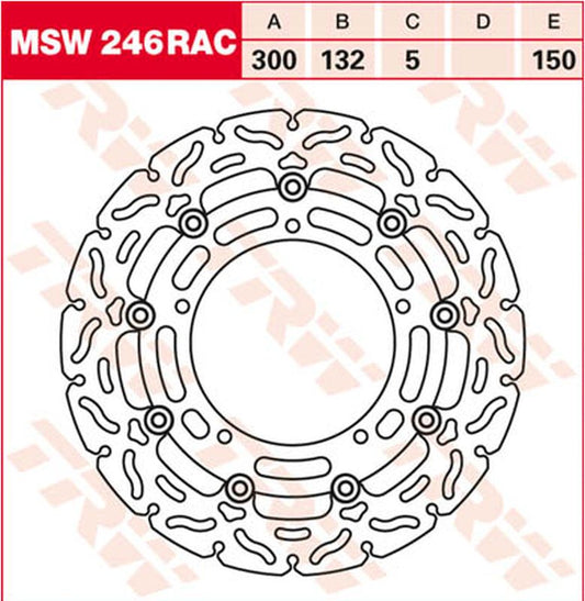 Front brake disc Yamaha YZF R25, YZF R3, MT-03 15-, FZ-6 N, S Fazer 04-10, XJ6 600 N, F, S Diversion 09-16, YZF R6 03, MT-03 660 06-14, MT-09 A, SP, Tracer 850 13-18, Tracer 900 GT 18-, XSR 900 16- (298x132x5 mm)