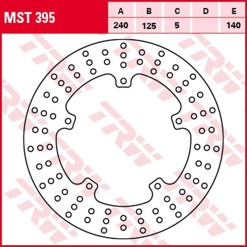 Rear brake disc Aprilia SR 125, 300 11-, Gilera Nexus 250 06-08, Nexus 125 07-15, Nexus 300 08-14, Nexus 500 04-15, Piaggio X7 125, 250 08-14, X8 125, 200, 250 04-06, X9 500 04-07, MP3 300 10-17 (240x125x5 mm)