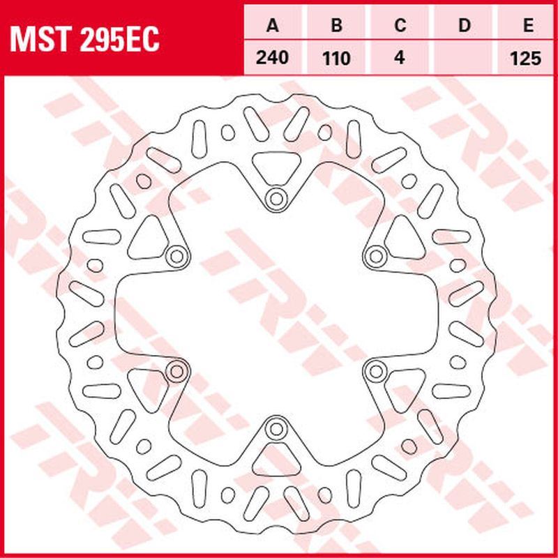Rear brake disc Beta RR 250, 300, 350 13-, RR 390, 430, 480 15-, RR 400, 450, 498 12-14 (240x110x4 mm) Wave