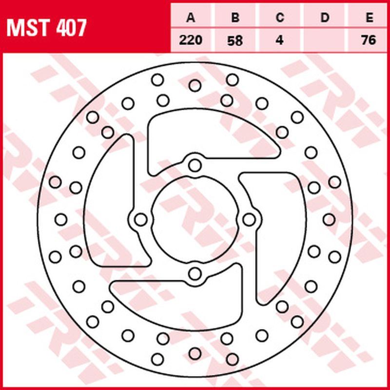 Rear brake disc Derbi DXR 200, 250 04-08, Yamaha YFS 200 Blaster 88-07, YFM 350 Wolverine 95-05, YFZ Banshee 90-06, YFM 660 R Raptor 01-05 (220x58x4 mm)