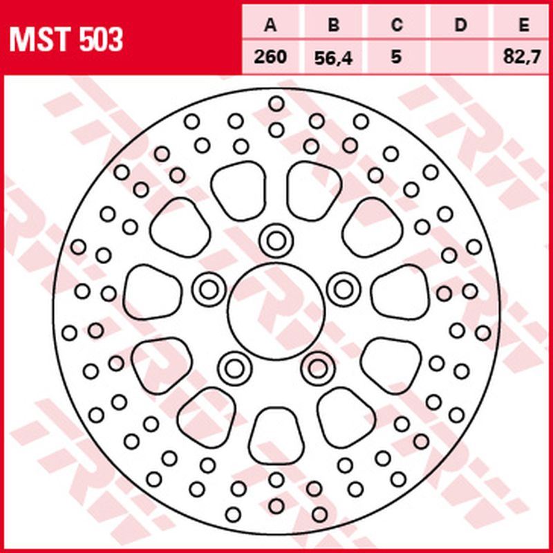 Rear brake disc Harley-Davidson XL 883 Sportster, Roadster 10-13, XL 1200 Sportster, Forty Eight 07-16, XR 1200 08-12 (260x56x5 mm)