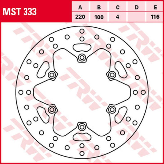 Rear brake disc Kawasaki KX 125, 250 89-02, KLX 300 R 97-03, KX 500 90-04 (220x100x4 mm)