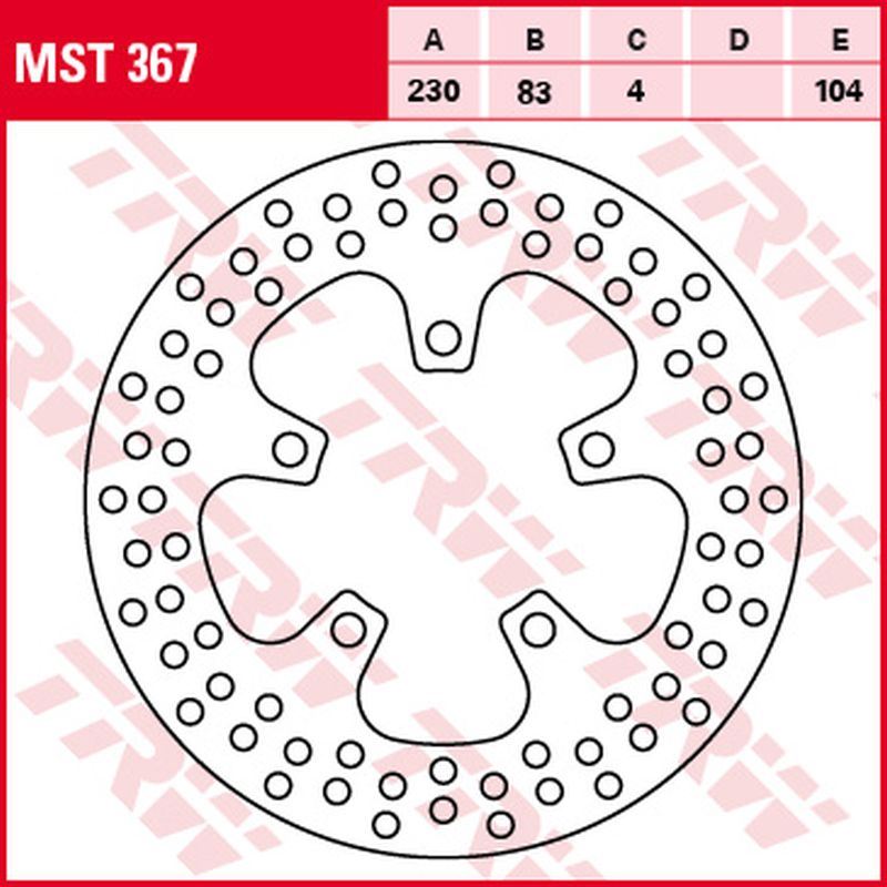 Rear brake disc Kawasaki ZX-7R Ninja 96-02, ZX-7RR Ninja 96-99, ZXR 750, R 89-95, ZX-9R Ninja 94-97 (230x83x4 mm) (NG1225 NG1225X)