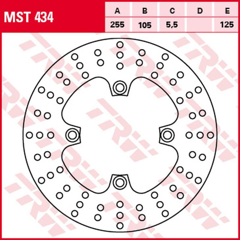 Rear brake disc Triumph Tiger, XC 800 11-14, Bonneville, Scrambler, Thruxton 865 04-16, Bonneville 900 T100 16-, Sprint 955, 1050 99-10, Tiger 1050 07-13 (255x105x5.5 mm)