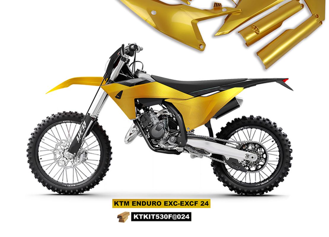 Full plastics kit with fork guards KTM EXC 150/250/300 TBI 24-25, EXC-F 250/350/450/500 24-25 color gold