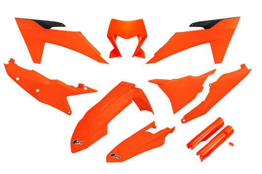 Full plastics kit with fork guards KTM EXC 150/250/300 TBI 24-25, EXC-F 250/350/450/500 24-25 color orange fluo