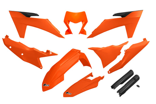 Full plastics kit with fork guards KTM EXC 150/250/300 TBI 24-25, EXC-F 250/350/450/500 24-25 color OEM 25 (orange/black)