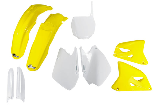 Full plastics kit with fork guards Suzuki RM 125/250 06-24 color OEM (white/yellow)