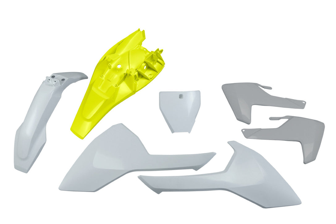 Plastics kit Husqvarna TC 85 18-24 color OEM 23-24 (white/yellow/gray) (HU620E999D)