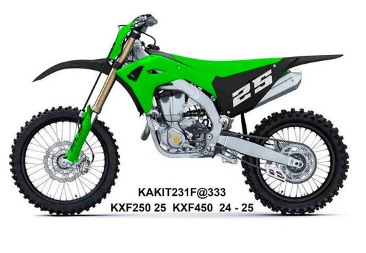 Full plastics kit with fork guards Kawasaki KXF 250 25-, KXF 450 24-25 color green/black