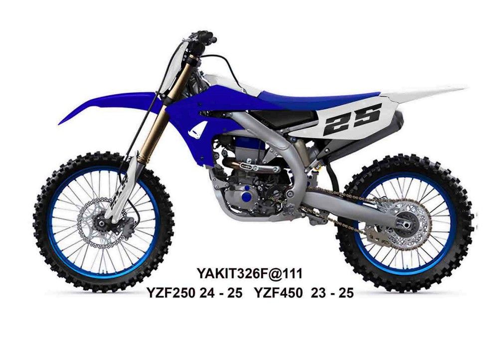 Full plastics kit with fork guards Yamaha YZF 250 24-25, YZF 450 23-25 color blue/white