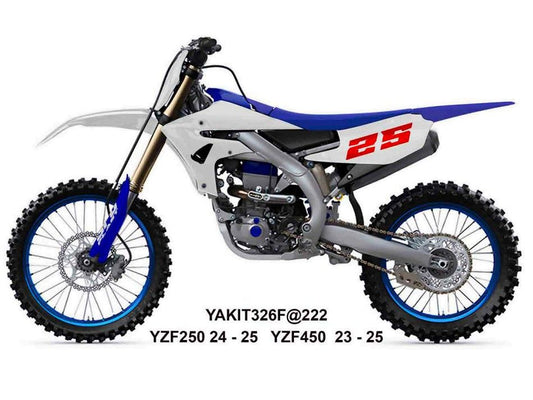 Full plastics kit with fork guards Yamaha YZF 250 24-25, YZF 450 23-25 color white/blue