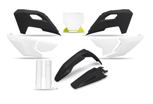 Full plastics kit with fork guards Husqvarna TC 125/250 23-24, FC 250/350/450 23-24, FX 350/450 23-24, TX 300 24 color black/white