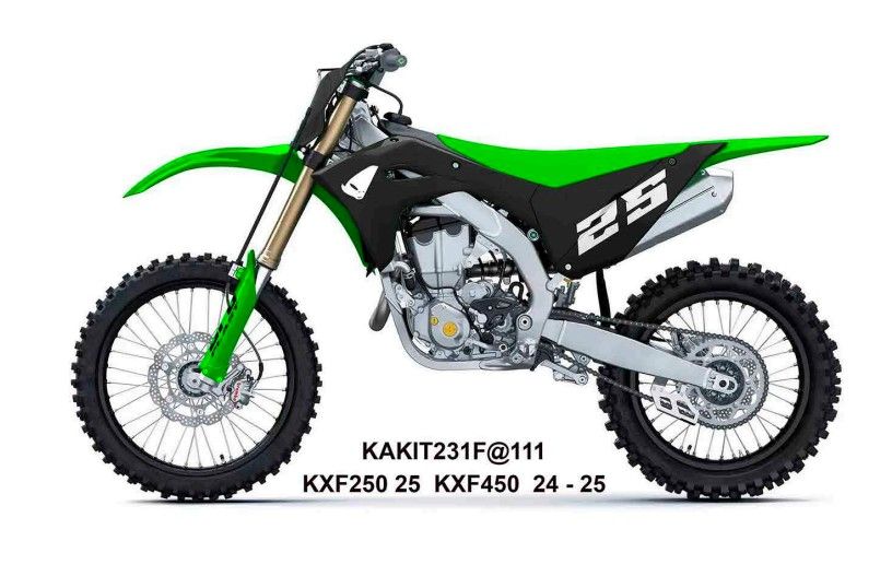 Full plastics kit with fork guards Kawasaki KXF 250 25-, KXF 450 24-25 color black/green