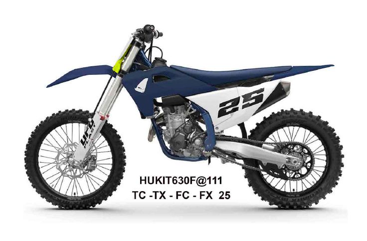 Full plastics kit with fork guards Husqvarna TC 125/150/250/300 25, TX 300 25-, FC 250/350/450 25-, FX 350/450 25- color navy/white
