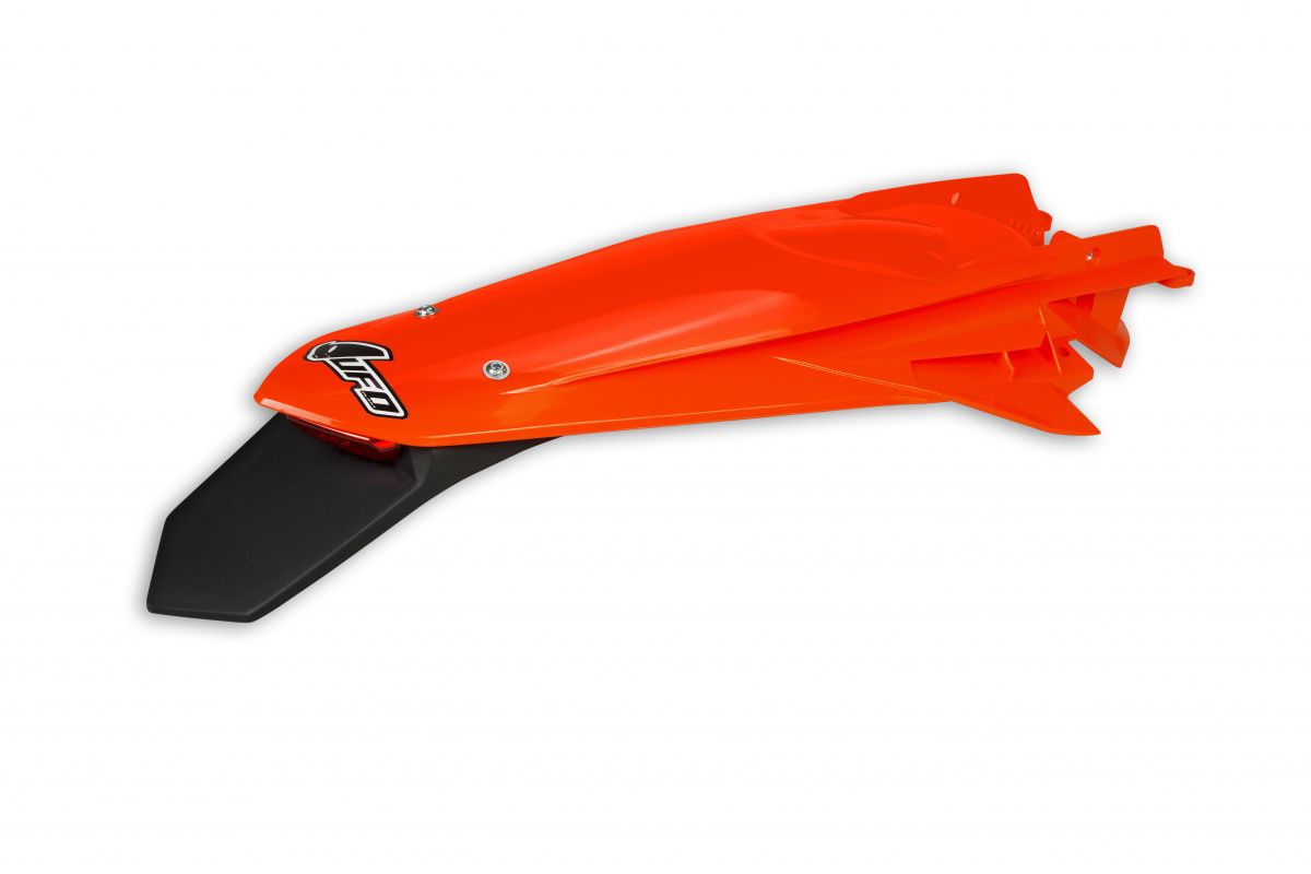 Rear fender KTM EXC 125 20-21, EXC/EXC-F 150/250/300/350/450/500 TPI 20-2023 color orange fluo (enduro with LED light