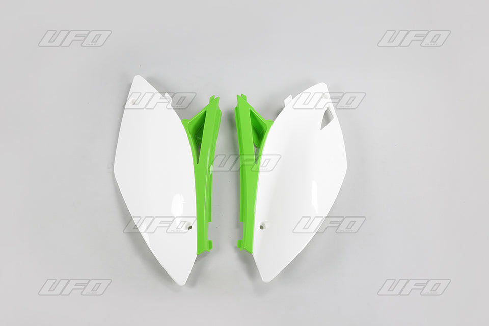 Rear side panels Kawasaki KX-F 450 09-11 color OEM (white/green)