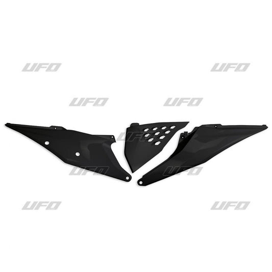 Rear side panels KTM SX/SX-F 125/150/250/350/450 19-22, EXC 125 20-21, EXC/EXC-F 150/250/300/350/450/500 TPI 20-23 with air filter cover and ventilation holes color black