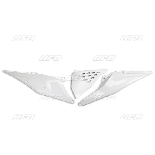 Rear side panels KTM SX/SX-F 125/150/250/350/450 19-22, EXC 125 20-21, EXC/EXC-F 150/250/300/350/450/500 TPI 20-23 with air filter cover and ventilation holes color white