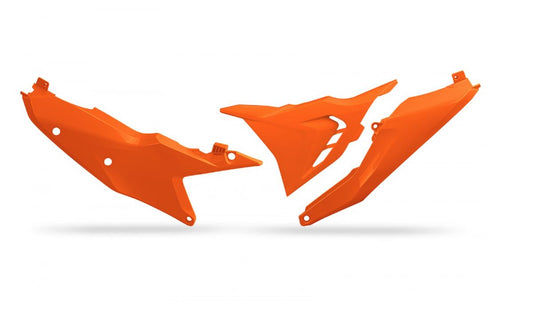 Rear side panels with filter cover KTM SX 125/250/300 23-25, SX-F 250/350/450 23-25, EXC 150/250/300 24-25, EXC-F 250/350/450/500 24-25 color orange (left side)
