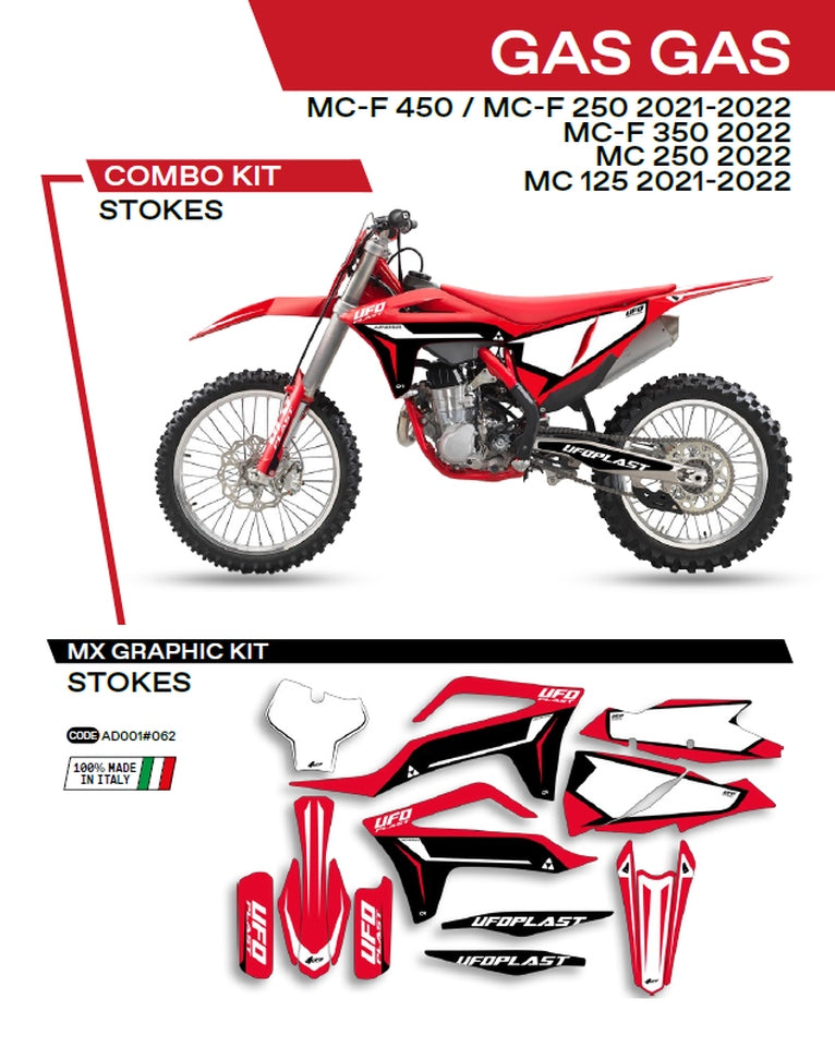 Sticker kit Gas Gas MC 125 21-22, MC 250 22, MC-F 250/350/450 21-22 Stokes color red